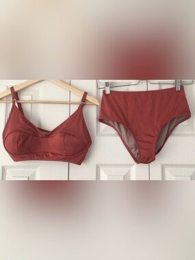 Seea Soleil Bikini Set M Terracotta Rose High Waist Retro Swim